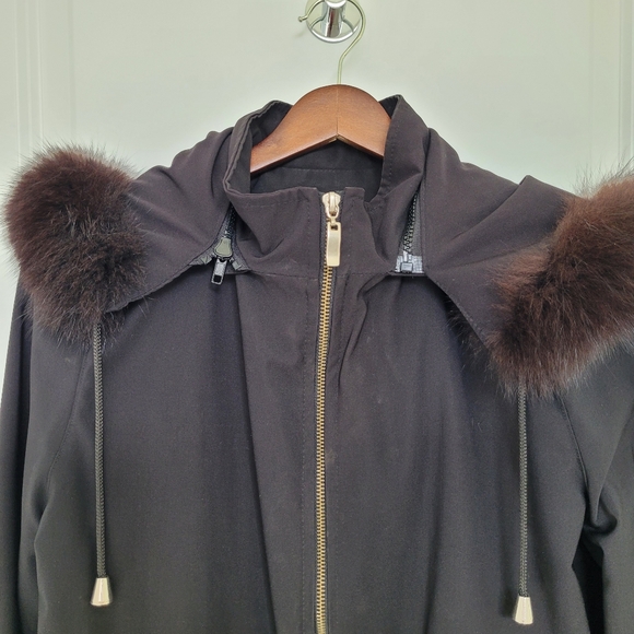 Giorgio Vitalie Wind Breaker Outdoor Furlined Detachable Hood Black Jacket XS - Picture 2 of 10